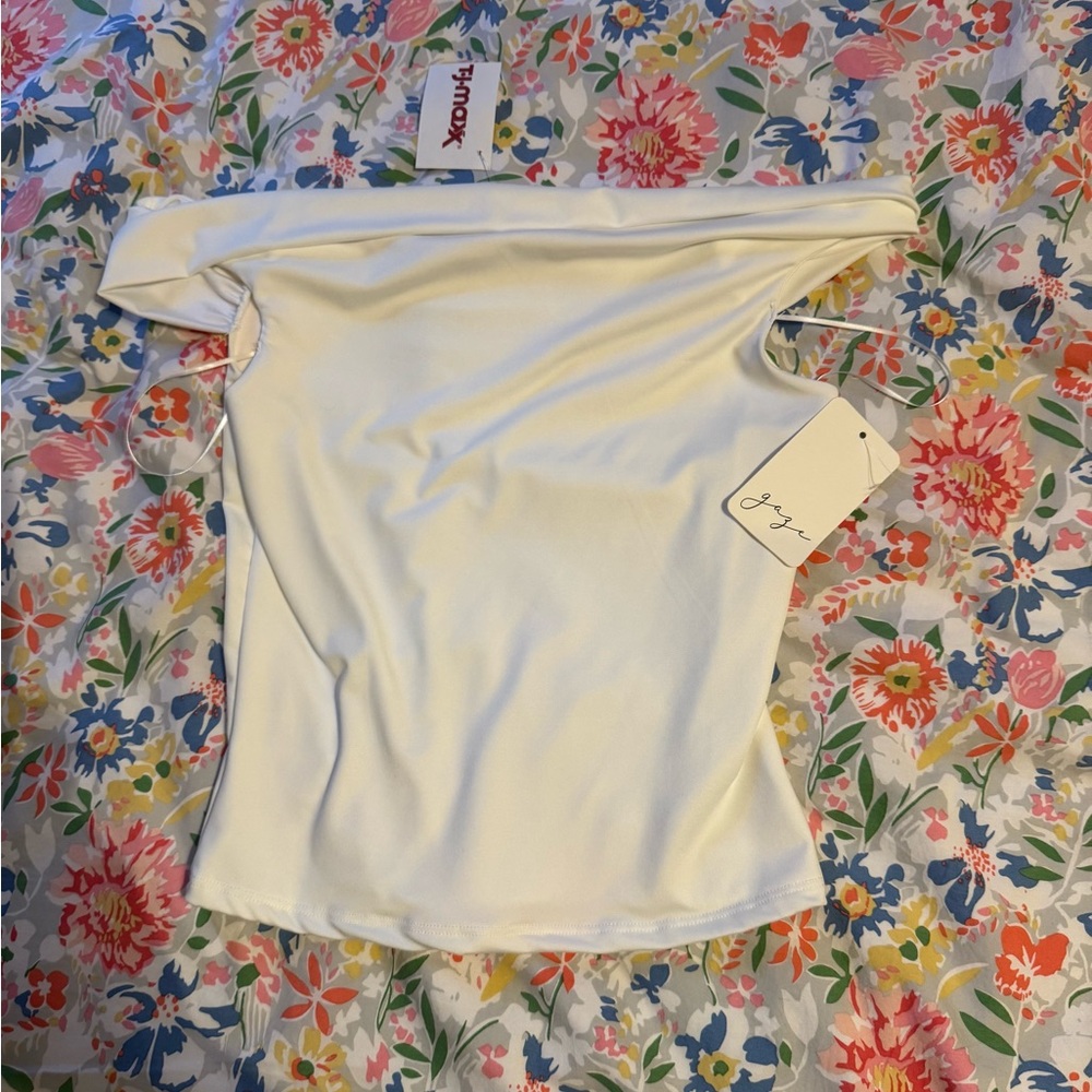 Elegant Cream Off-Shoulder Top